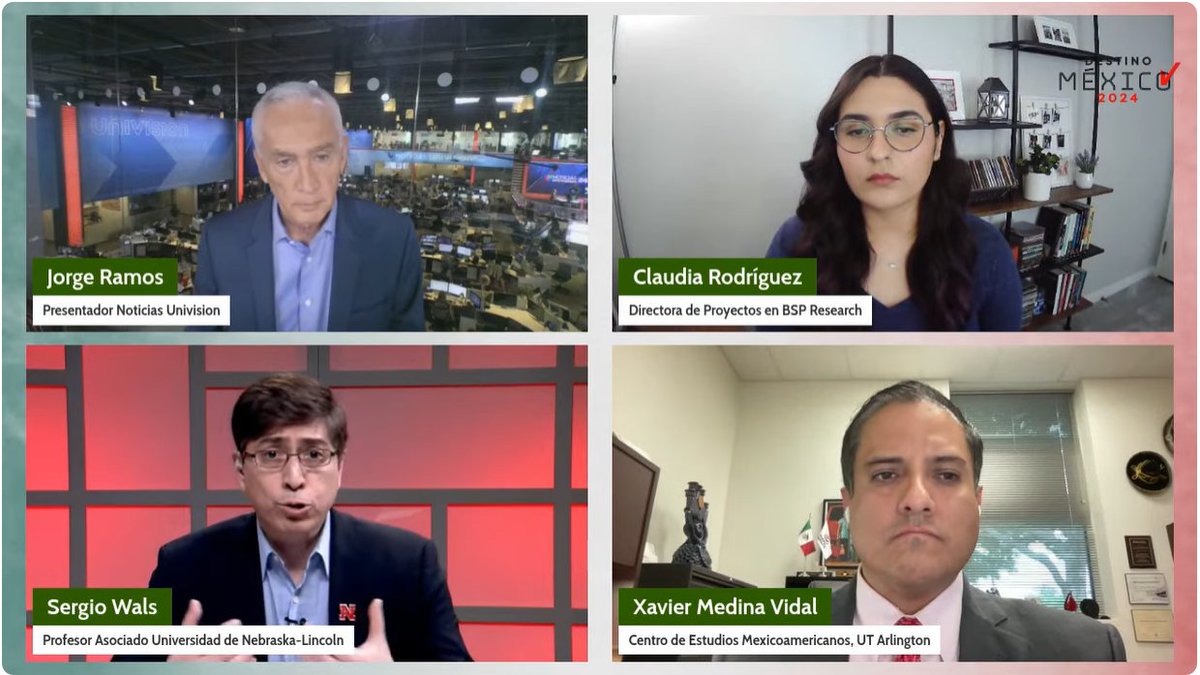 Now joining @jorgeramosnews are three leading experts of the Mexican vote abroad @BSPresearch #ClaudiaRodriguez, @dxmedinavidal, @unlcas #SergioWals to discuss new @BSPresearch poll of 600 Mexican eligible voters in EEUU, full results bspresearch.com/bsp_custom_pol…