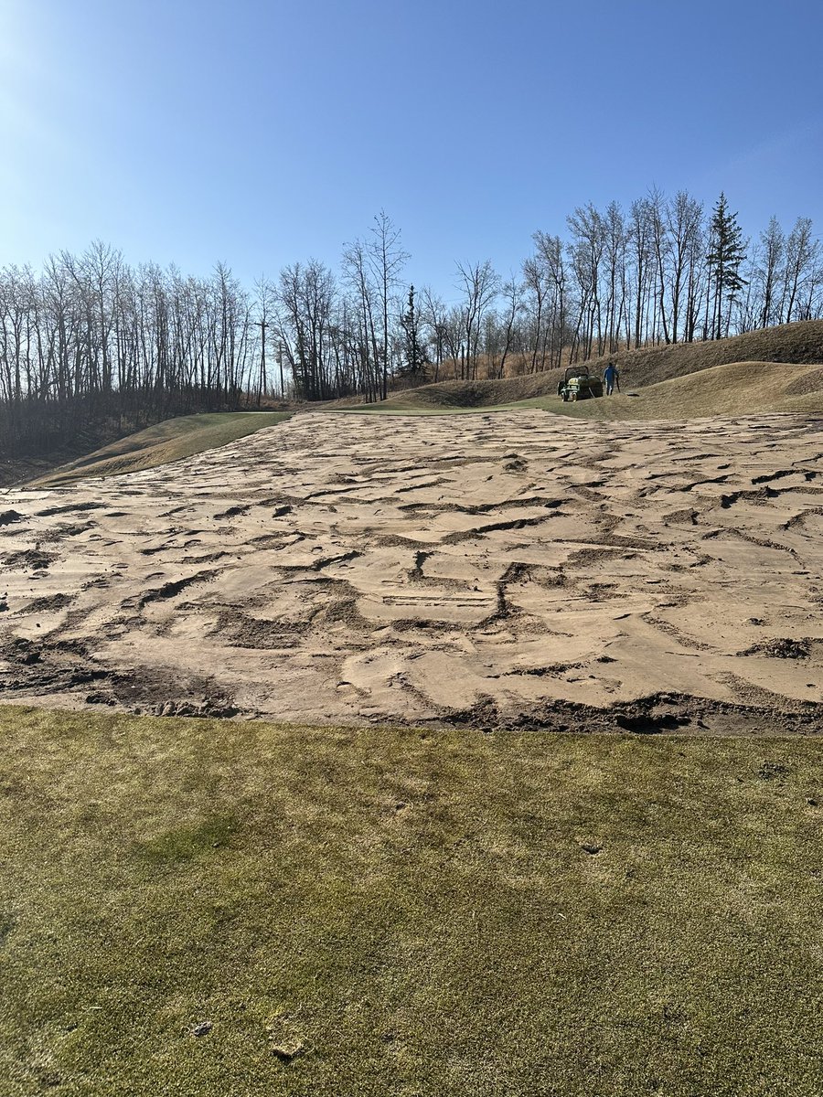 The completion of our 15th hole renovation is nearing completion. We removed many more trees and removed the old green eliminating the big slope in front of the new green. Opens back up Tuesday!