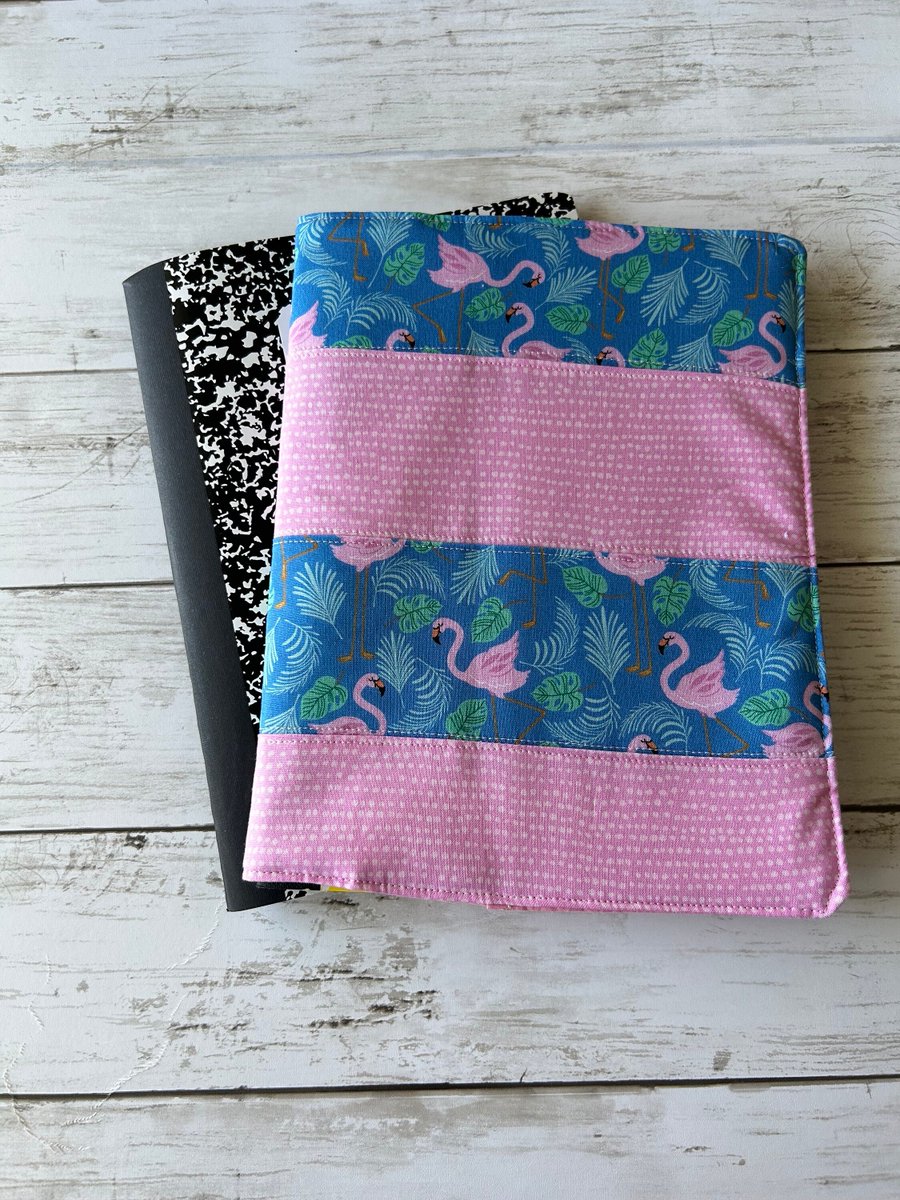 Flamingo Patchwork Composition Notebook Cover-flawed sizing tuppu.net/a04b0ddd #craftshout #craftbizparty #CustomBookCover