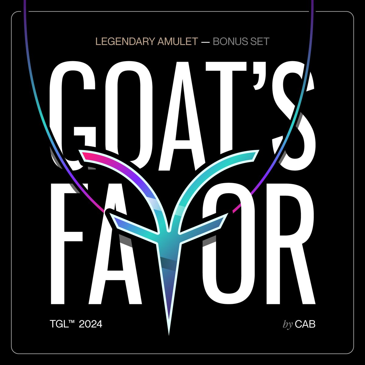 GOAT'S FAVOR 🐐🧵 Owning 4 or more TGL assets will reward you with a legendary item (1P/Wallet). Having this item in your wallet gives you the 'Goat's Favor'. This set has 3 initial bonuses. Each bonus can only be used once. There will be a legendary item per collection and