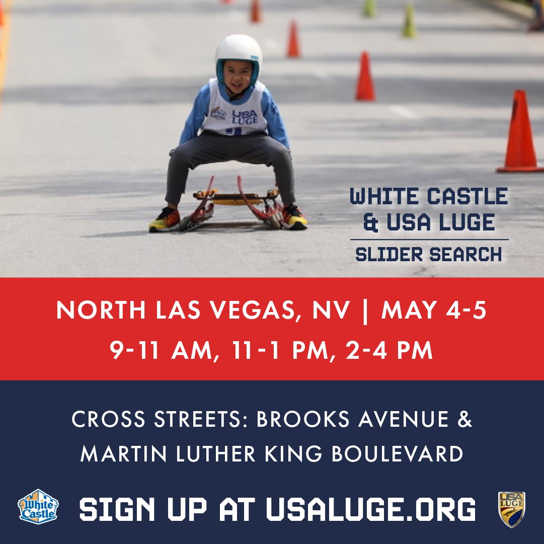 Calling all young athletes! Join us at the 2024 White Castle USA Luge Slider Search in North Las Vegas, NV on May 4–5! #USALuge #SliderSearch @WhiteCastle