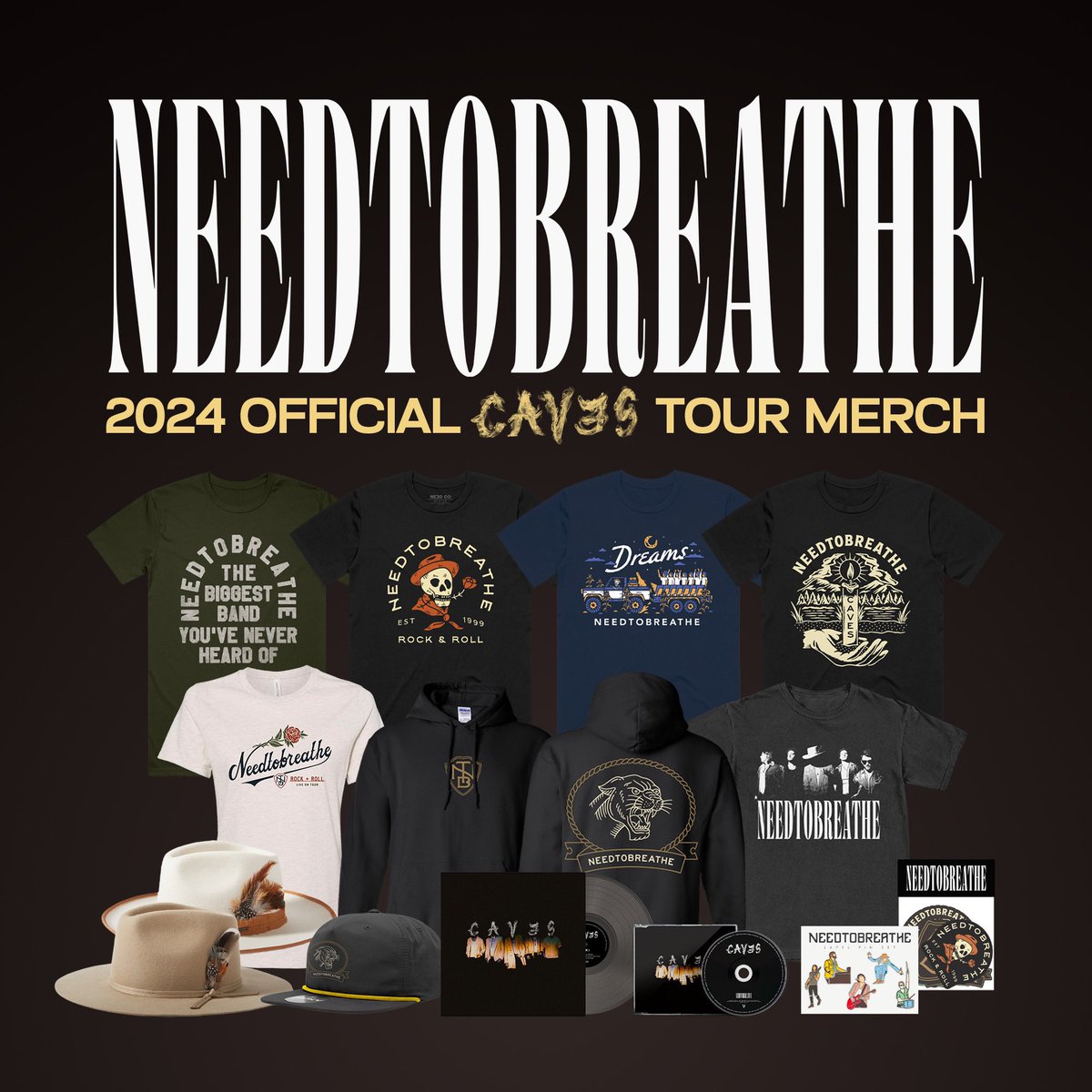 The second US leg of the CAVES World Tour starts TODAY! Check out the full tour merch line available both on the road and online at shopneedco.com. See you tonight, Charlotte!