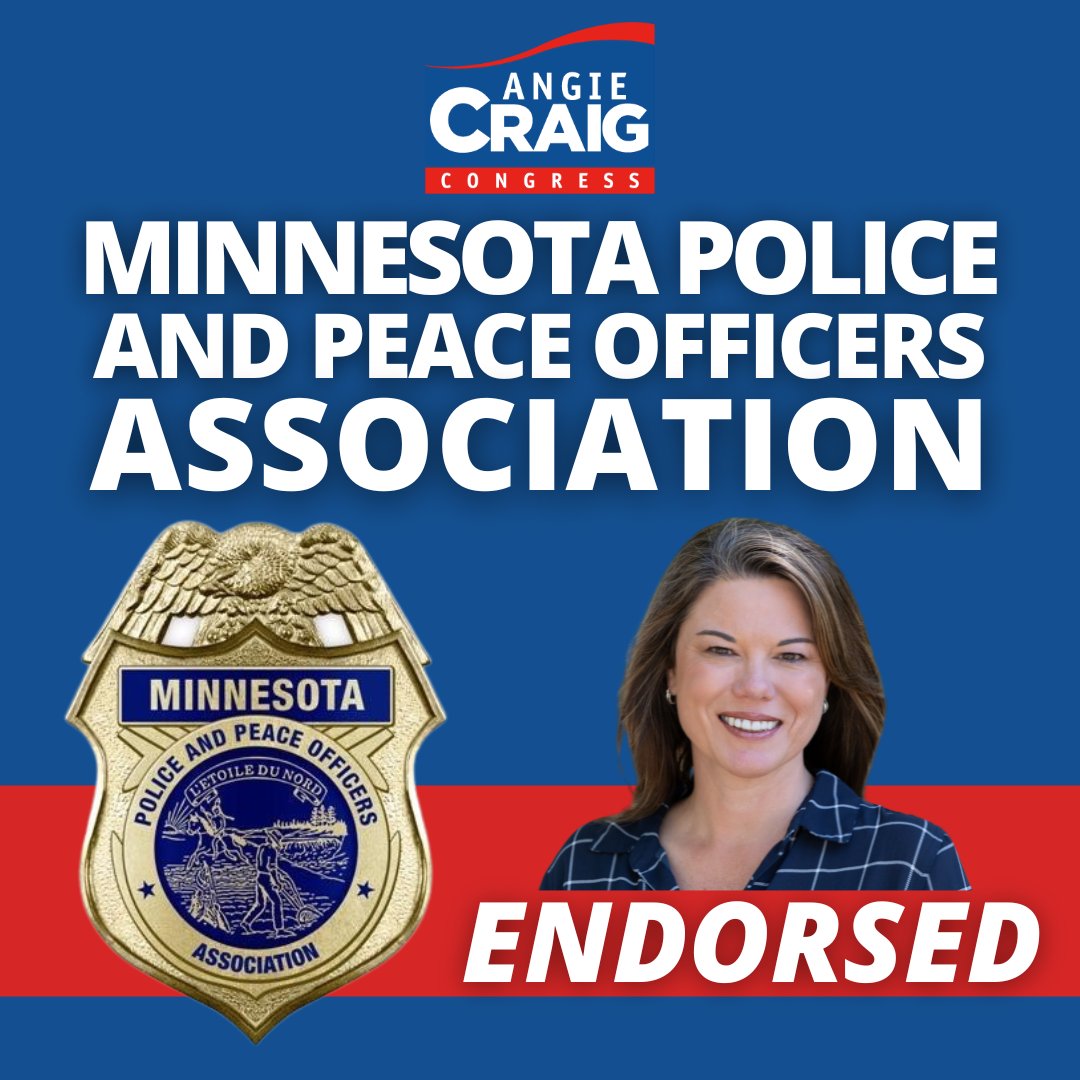 I'm honored to have earned the unanimous endorsement of the Minnesota Police and Peace Officers Association today. Keeping Minnesotans safe is the most important part of my job, and I look forward to continuing to partner with @MNPoliceAssn on this critical work.