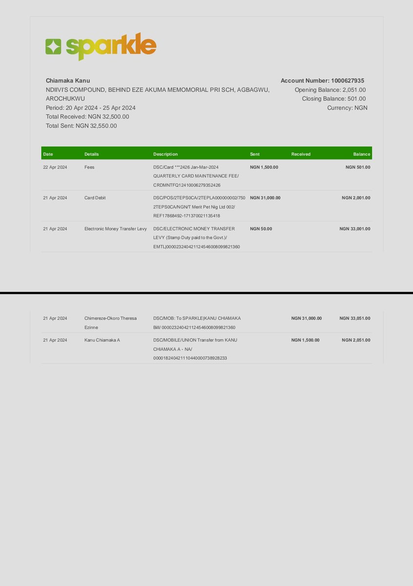 Miz_flawlez's tweet photo. @sparkle_nigeria please attend to this. The statement sent to me says the money is there but it isn't. I need both this and the other one. Thanks https://t.co/kYqP5DENvA