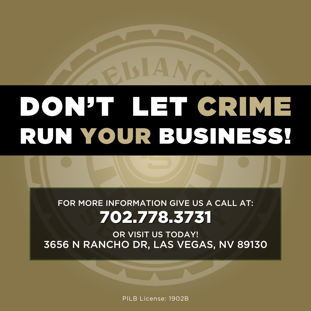 RelianceTrac's tweet photo. With crime rates on the rise, you need an experienced security solutions provider equipped to keep you and your assets safe! 💪

Contact our team today to learn more about how we can meet your needs! 
📞: 702.778.3731
🔗: https://t.co/NNUQkTbDMm https://t.co/hDWMcsJSxe