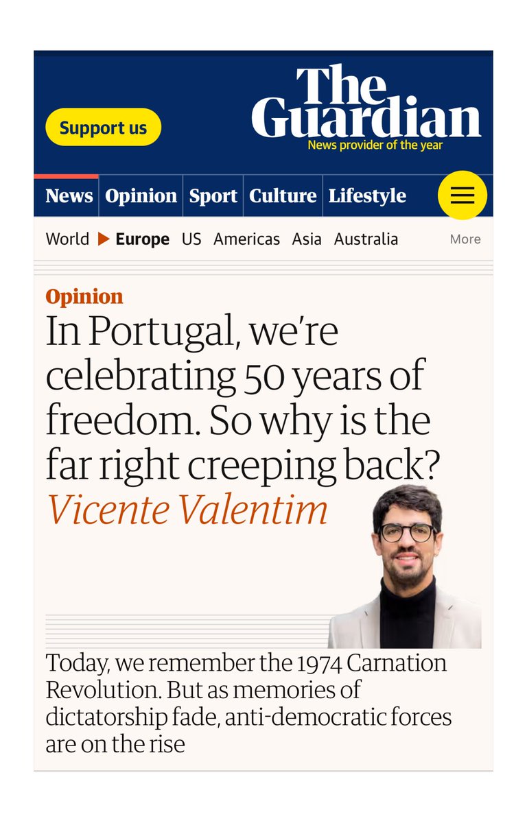 Many British friends find it hard to believe that Portugal was a dictatorship until 1974. An excellent piece from my mate @ValentimVicente in The Guardian today to celebrate the 50th anniversary of democracy in Portugal. Quite a journey ever since and lots of challenges ahead!