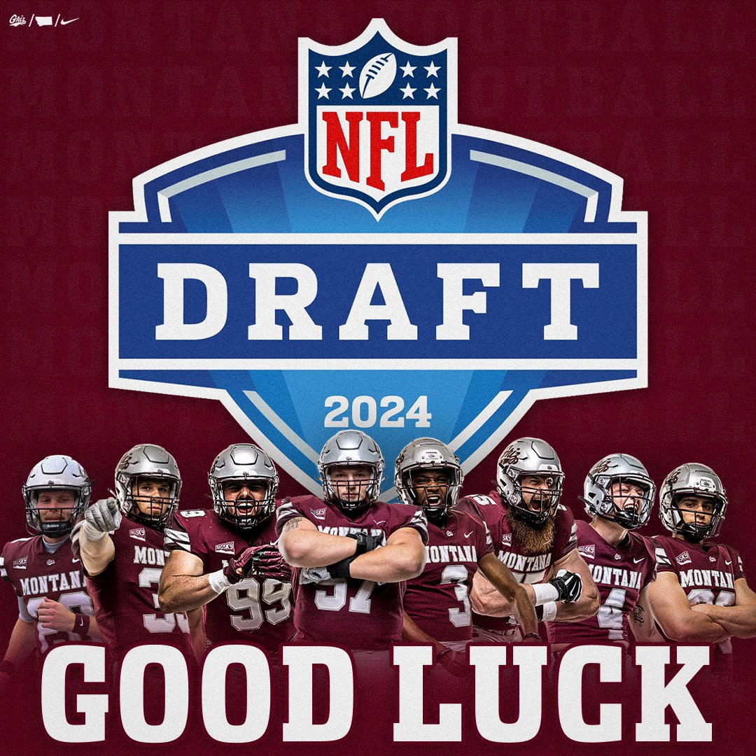 The 2024 #NFLDraft starts NOW! 𝑮𝑶𝑶𝑫 𝑳𝑼𝑪𝑲 to all our Grizzlies hoping to hear their name called! #GoGriz #NextLevelGriz