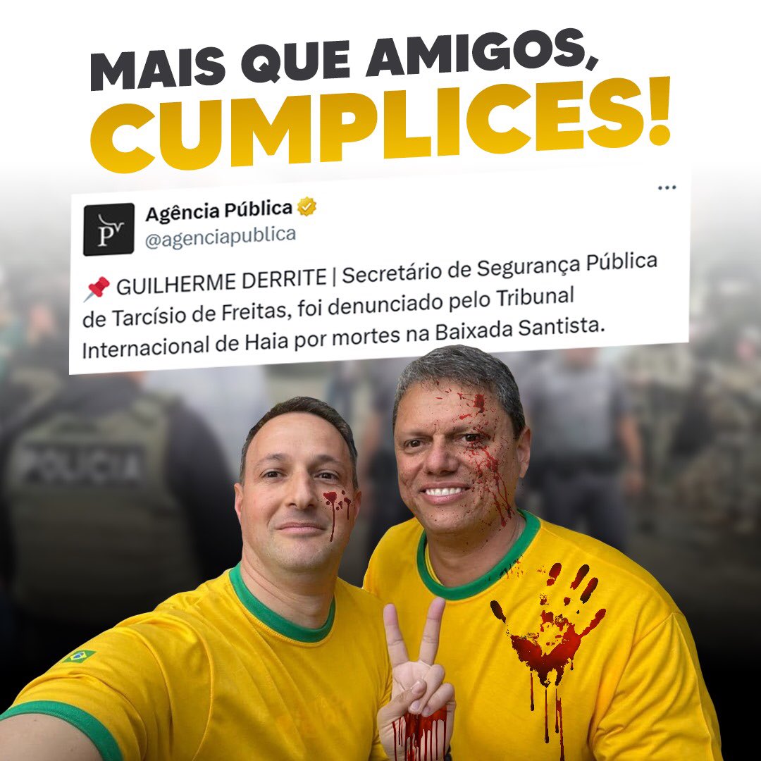 Polícia fascista de tarcisio e derrite será derrotada pela democracia. Chega de violência contra o povo dessa extrema direita protetora de ricos.