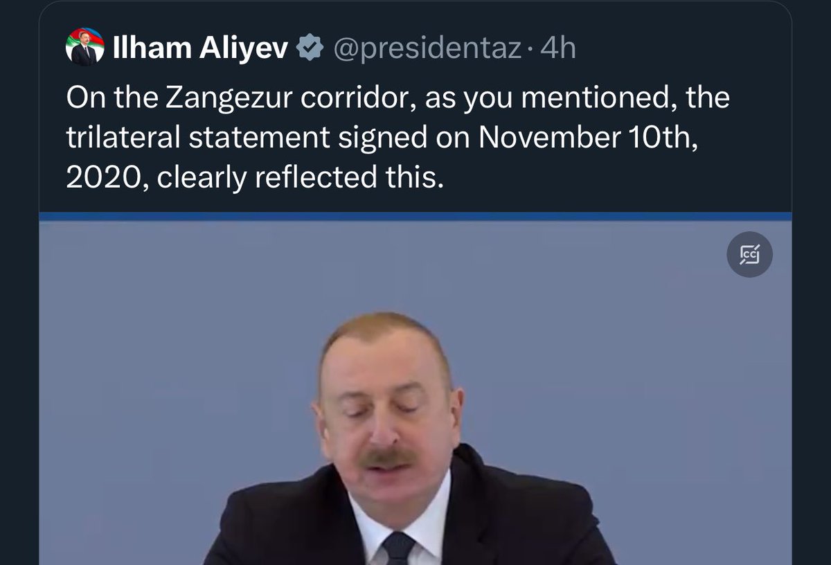 Aserbaidschan hat keine einzige Verpflichtung aus dem Trilateral Statement erfüllt, stellt aber weiterhin Forderungen an Armenien.

Das ist so, als ob Russland Forderungen aus Minsk-II stellen würde. 

🎪🎪🎪