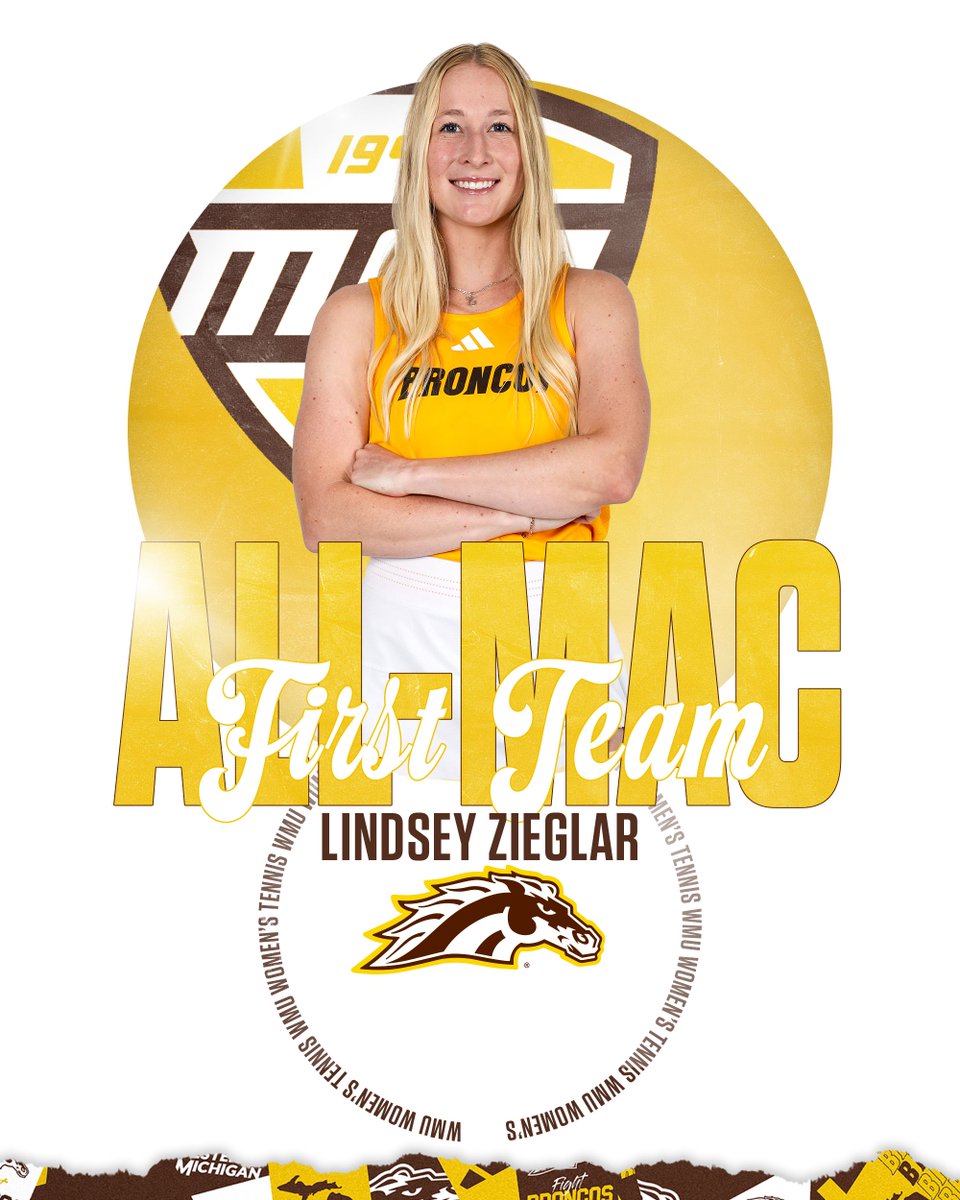 Congratulations to Lindsey Zieglar on being named First Team All-MAC! She joins WMU Hall of Famers Kerstin Pahl, Frederika Girsang and Larissa Chinwah as the only Broncos in program history to earn the honors three times! Zieglar was 8-2 in MAC singles and 4-3 in doubles.