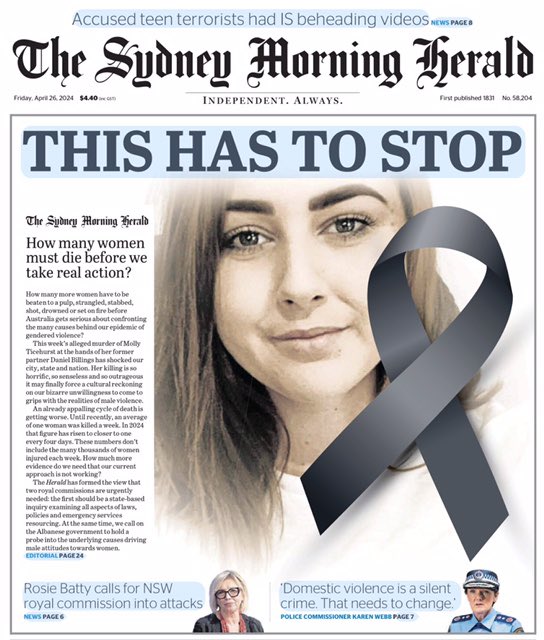 Powerful <a href="/smh/">The Sydney Morning Herald</a> front page and editorial this morning.