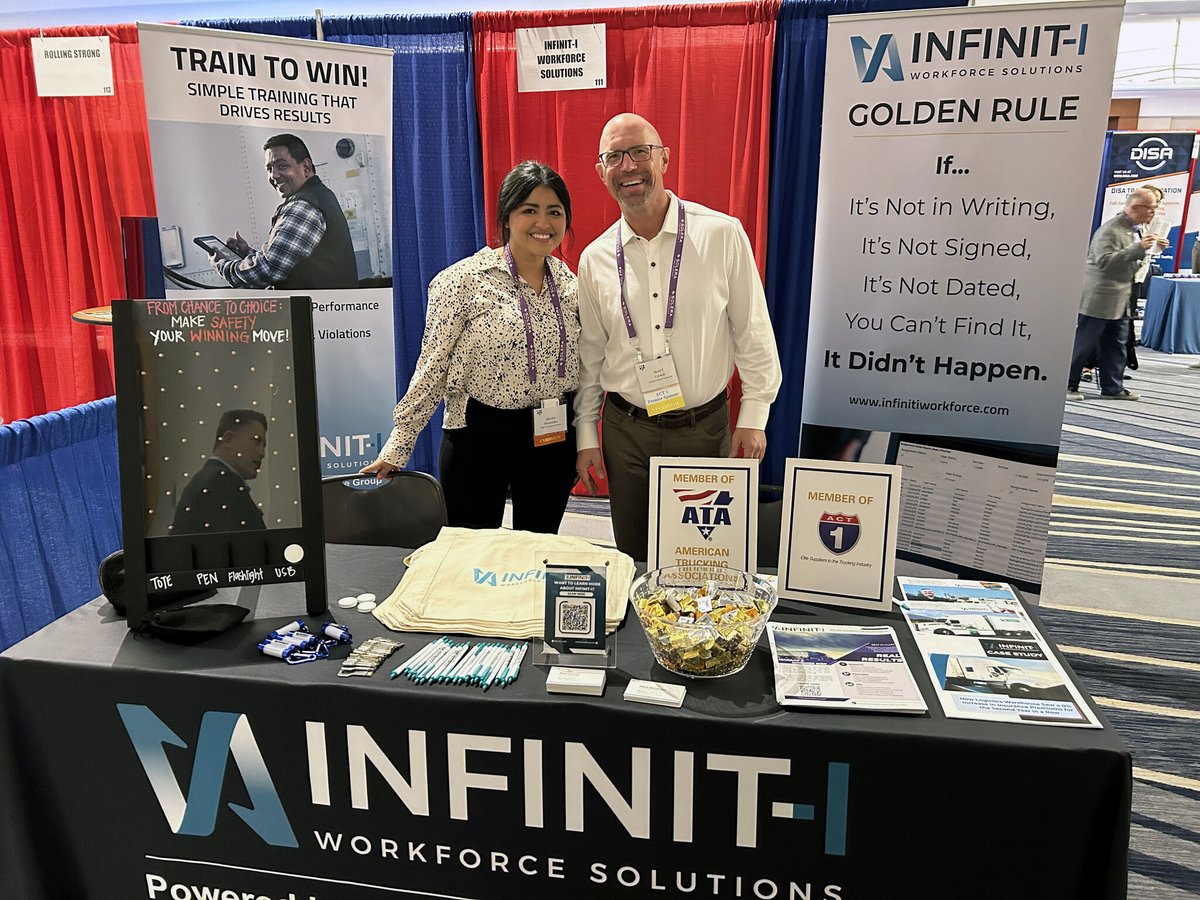 InfinitiWork's tweet photo. Are you ATA safety conference? We are! The Infinit-I crew is making winning moves at the ATA Safety, Security, & Human Resources Conference! Swing by Booth 111 to hear about our powerful learning management system! We can't wait to see you! https://t.co/Fqk5AbT6YE
#SSHR24 https://t.co/RHGVPEh0DS