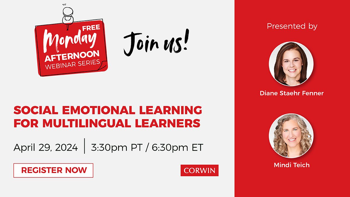 Discover ways you can embed #SEL instruction into your repertoire to foster your #MLs' language development, well-being, and academic success. Register for the free hour of interactive learning: ow.ly/7aaM50RjnMO @DStaehrFenner @MindiTeich @SupportEduc