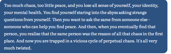 idday te essay likhna banda ay 120 characters aali gall nai ay par chalo karan di koshish karde aan asking strange questions from yourself. - good want to ask the same from someone else - good who can help you find peace - doesn't work that way which is where the cycle-