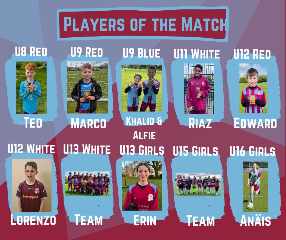 🤩 PLAYERS OF THE MATCH

⚽️ Congratulations to all of our sides competing over last week and weekend.

👇 Check them out below!