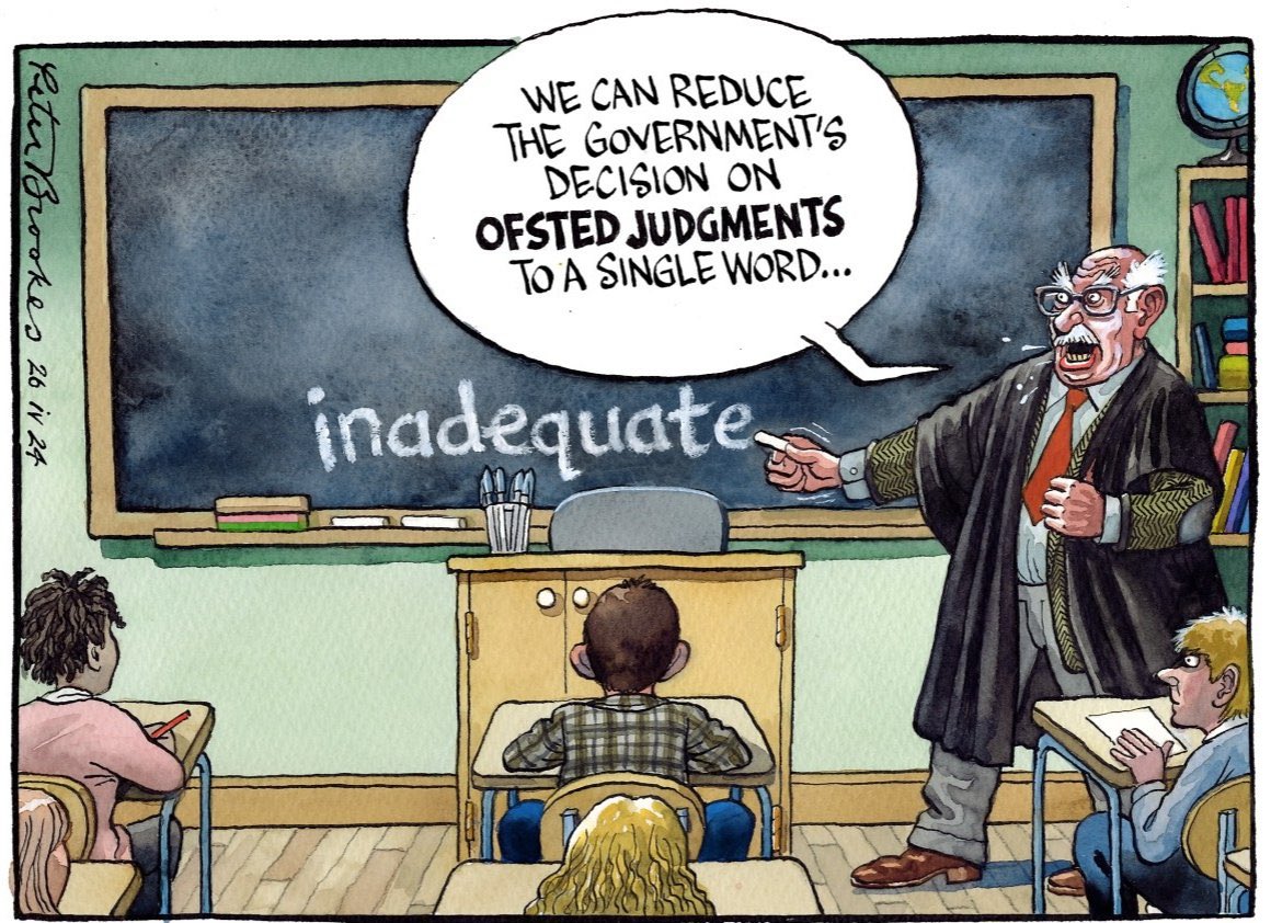 Peter Brookes on #Ofsted #Teaching - political cartoon gallery in London original-political-cartoon.com