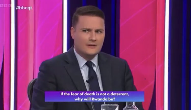 Wes Streeting’s reaction to Chris Philp having to ask a Question Time audience member if DRC is a different country to Rwanda is a level of side-eye I’ve not seen since Harry Hill was last on TV.