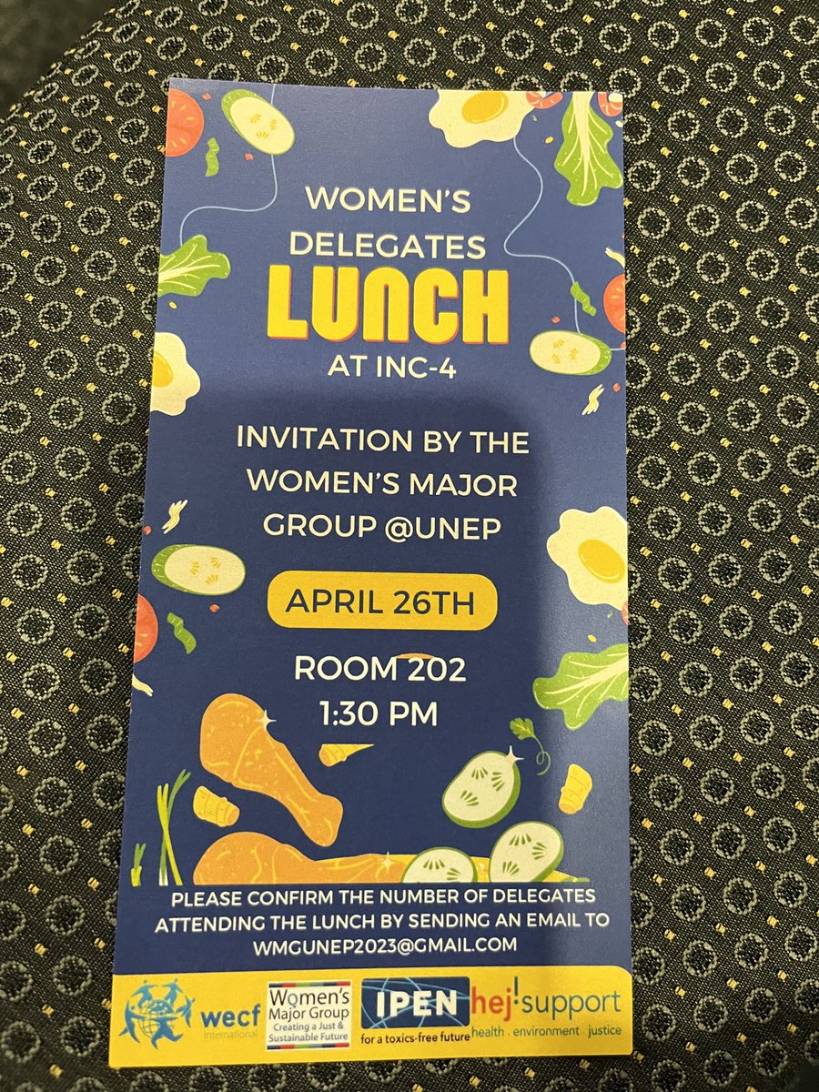 April 25, #PlasticsTreaty #INC4 , @Women_Rio20 @WECF_INT @HEJ_Support @ToxicsFree @SaschaGabizon are hosting lunch for women delegates and civil society representatives to discuss key priorities to stand for to protect health & environment from #PlasticPollution #WomeEmpowerment