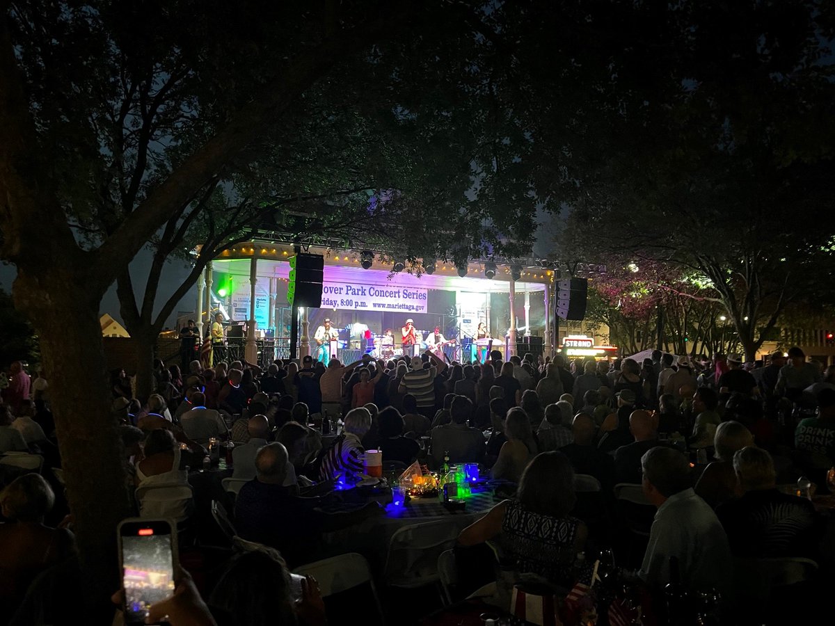 🎵 Free concerts return to the Marietta Square this Friday at 8 p.m.! 🎉 Enjoy national and local artists as they perform every last Friday through September in the Glover Park Concert Series. Reserve a table in advance to get a front-row seat. More info: bit.ly/3wfu8R2