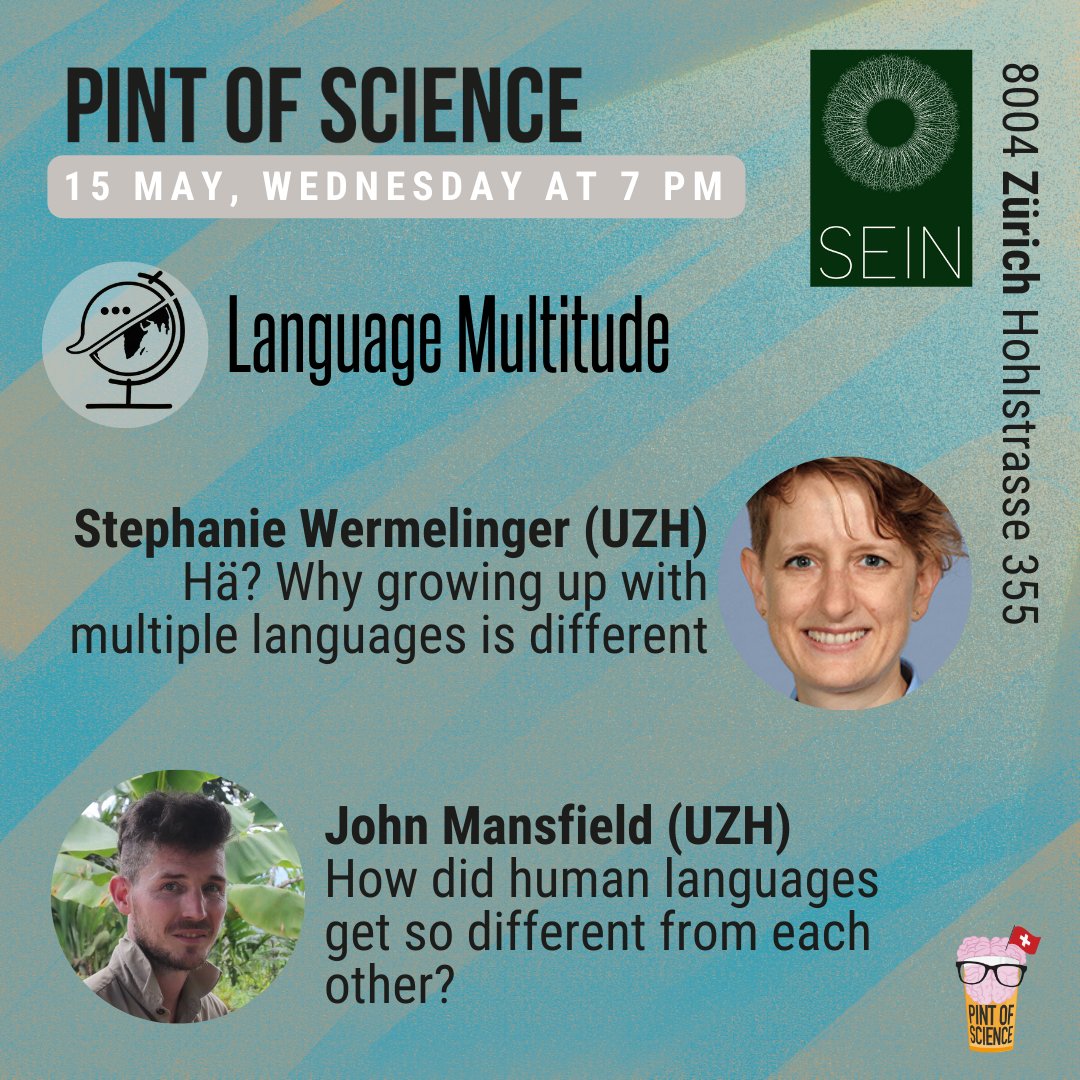 3 nights, 4 bars, 24 speakers. This is 🍻Pint of Science 🇨🇭🧠Festival in Zürich 📍SEIN - Hohlstrasse 355 📆13 May 🌳Ecological Mosaic: Navigating the Diversity of Life and Habitats 📆14 May 🧠Mind, Matter and Motion 📆15 May 👄Language Multitude ➡️pintofscience.ch/events/zurich