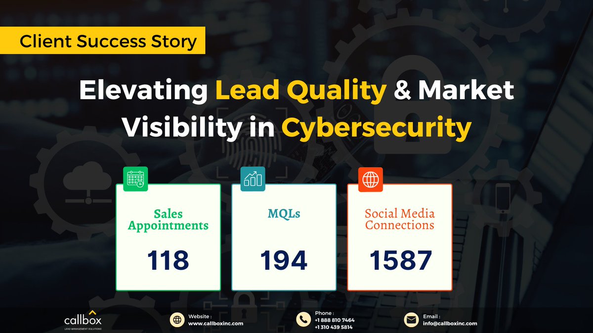 Learn how Callbox lead generation and appointment setting campaigns generate high-quality leads and enhance market visibility for a cybersecurity firm. Read the full success story: bit.ly/44iMQnm #cybersecurity #leadgeneration #marketexpansion