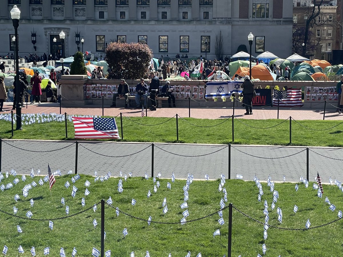 Site of enormous strife, right now. What do you know? Pro-Israel, pro-Palestine. Side by side.