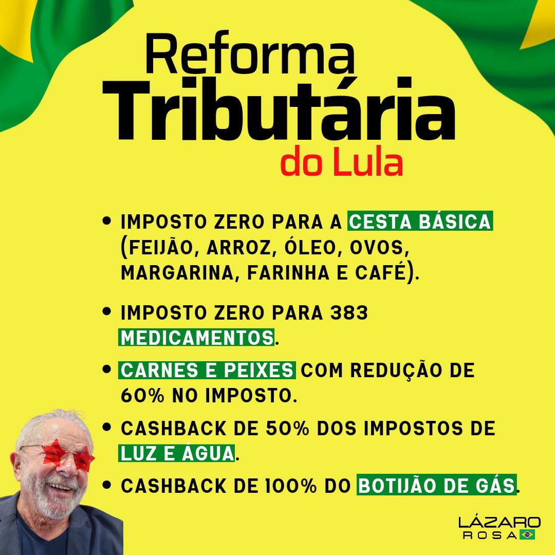 Isso aqui tem que viralizar! Governo Lula entregou proposta de reforma tributária ao Congresso. Segue os destaques 👇🏽