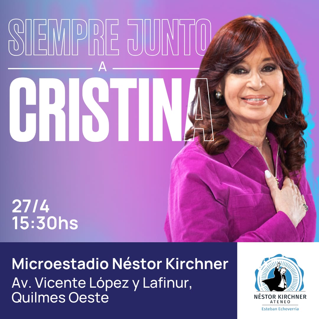 Siempre Junto a Cristina! Nos vemos el sábado en @QuilmesMuni !🩵🤍🩵