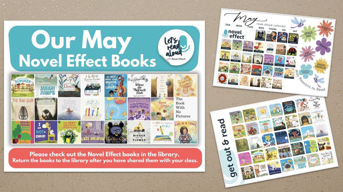 We love creating monthly @Novel_Effect posters in @canva for our special read aloud pop-up library.❤️

You can find the May calendars from Novel Effect and the template for our May poster here, friends. 🎉

buff.ly/3WgSbtA

#futurereadylibs #edchat #edtech #tlchat…