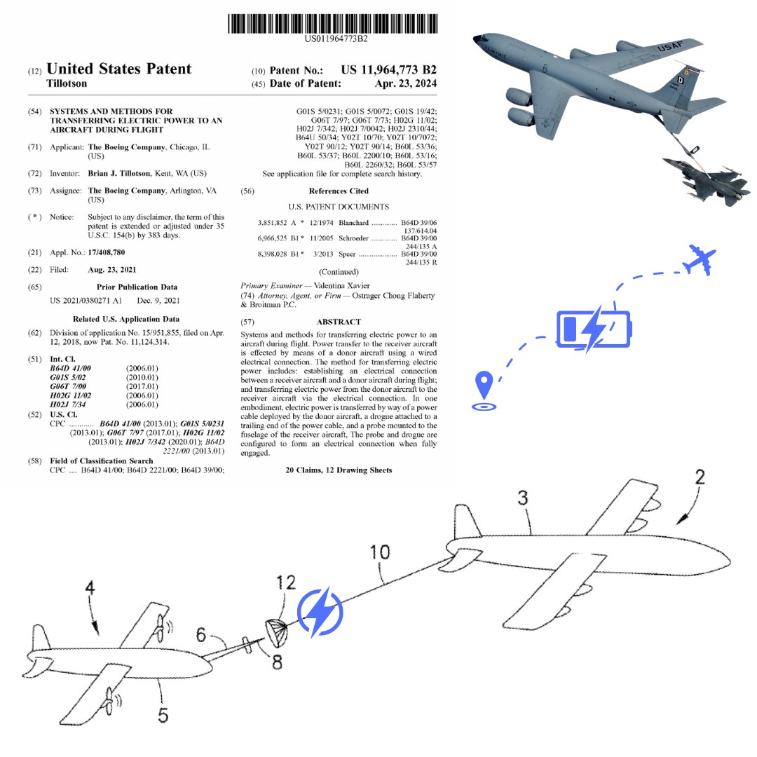Electric Aircrafts are extending flight ranges through new in-flight charging system.

Boeing is granted a patent related to an in-flight electrical charging system for EV Aircrafts. This design allows EV Aircrafts to reach farther flight destinations without the need for
