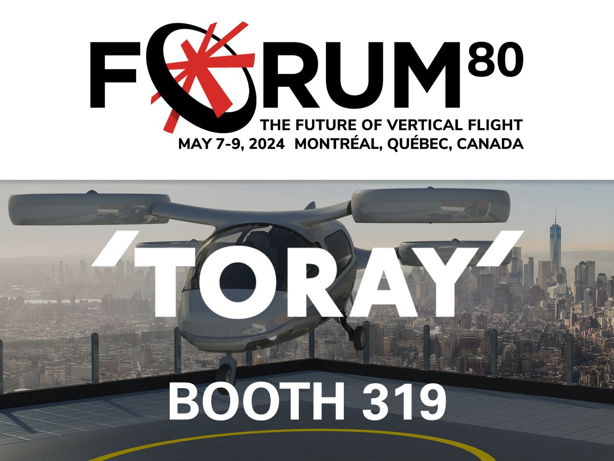 Toray Advanced Composites (@toraytac) on Twitter photo 👋Join us on May 7th at the <a href="/VTOLsociety/">The Vertical Flight Society</a> #Forum80 event in Montréal, Québec. Let's connect at booth 319 & discuss material solutions from prototype to high-rate production for future Vertical Take-Off and Landing (#VTOL) aircraft. Register today ➡️ ow.ly/kOkJ50RomJl 👋Join us on May 7th at the <a href="/VTOLsociety/">The Vertical Flight Society</a> #Forum80 event in Montréal, Québec. Let's connect at booth 319 & discuss material solutions from prototype to high-rate production for future Vertical Take-Off and Landing (#VTOL) aircraft. Register today ➡️ ow.ly/kOkJ50RomJl