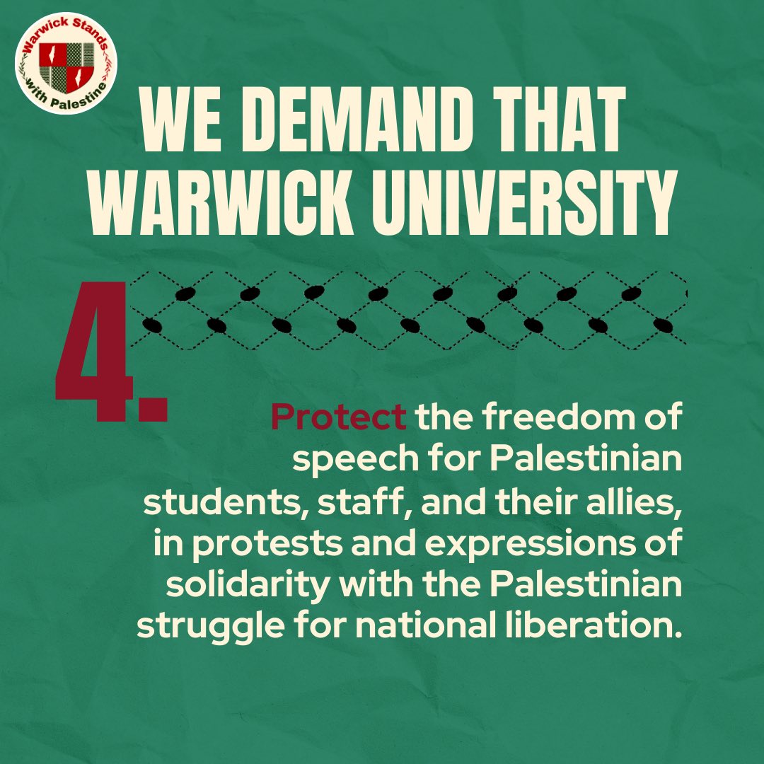 Launching the official Warwick Stands With Palestine Twitter page! We are a cross-campus coalition of student and staff organisations which holds Palestinian liberation as a cause central to the struggle against exploitation and oppression. ❤️‍🔥🇵🇸