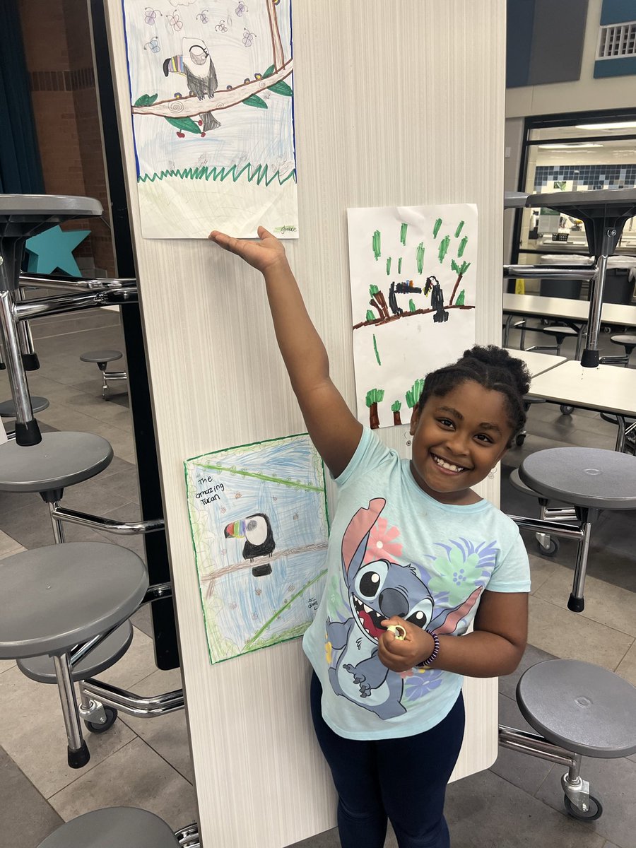 This is one of the many reasons I 💙 @HairgroveCFISD’s Club Rewind. My favorite 🐬 was excited to show her drawings at today’s Art Gallery! #HairgroveWave