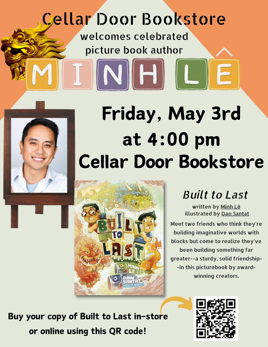 We'll be hosting THE AMAZING Minh Lê at Cellar Door Books on Friday, May 3rd at 4:00 pm PST! Come in and buy his books and get them signed at the event! To purchase books: cellardoorbookstore.com/minhle #shopindie #shopsmall #authorevent