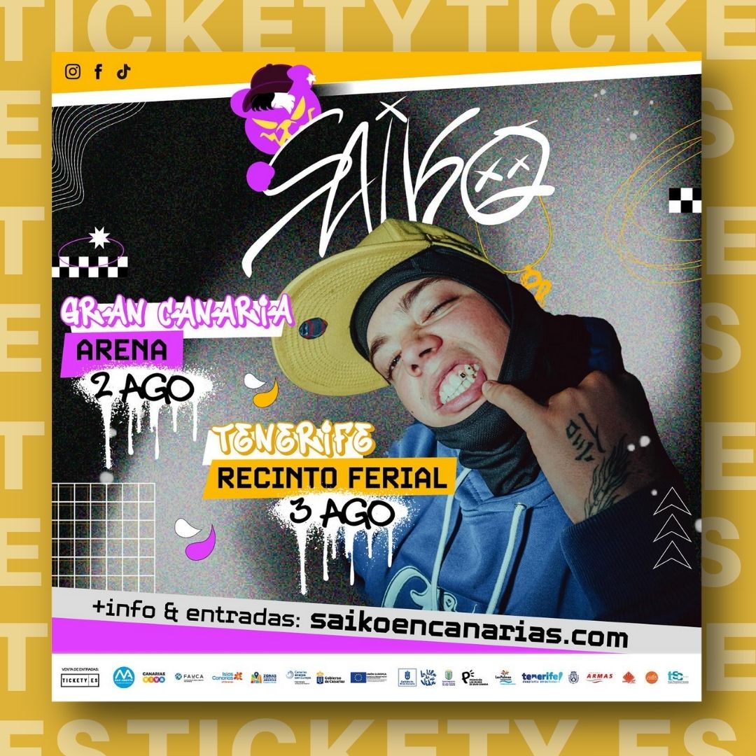 🎶🙌🏽​​​​¡SAIKO EN CANARIAS! 💛💙 ¿Escuchar #Sakura en directo es posible? La respuesta es SÍ. ¡Consigue tus entradas! 👇🏽 🎟️ tickety.es/grouping-event… 📅 2 y 3 de agosto 📍 Gran Canaria Arena y Recinto Ferial de Tenerife #saiko #sakuratour #canarias