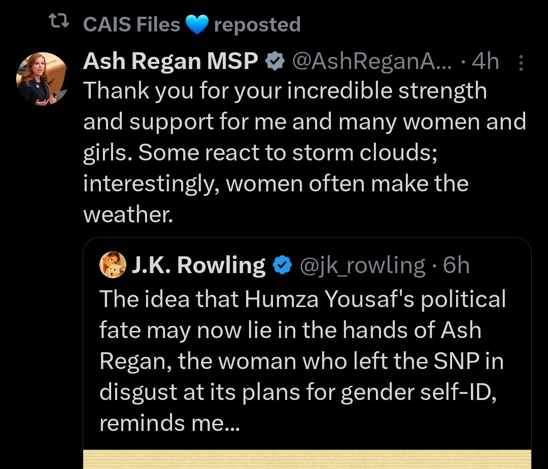 oh she's still going and even retweeting support for jkr despite jkr literally having called her a man for having a y chromosome the other day. incredible levels of dissonance honestly. almost inspiring.