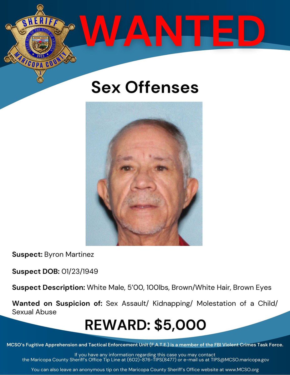 The Maricopa County Sheriff’s Office is asking the public for information regarding the following #suspect. If you have any information regarding this case, please contact @SilentwitnessAZ at 480- WITNESS (480-948-6377) or 480-TESTIGO (480-837-8446). #MostWanted