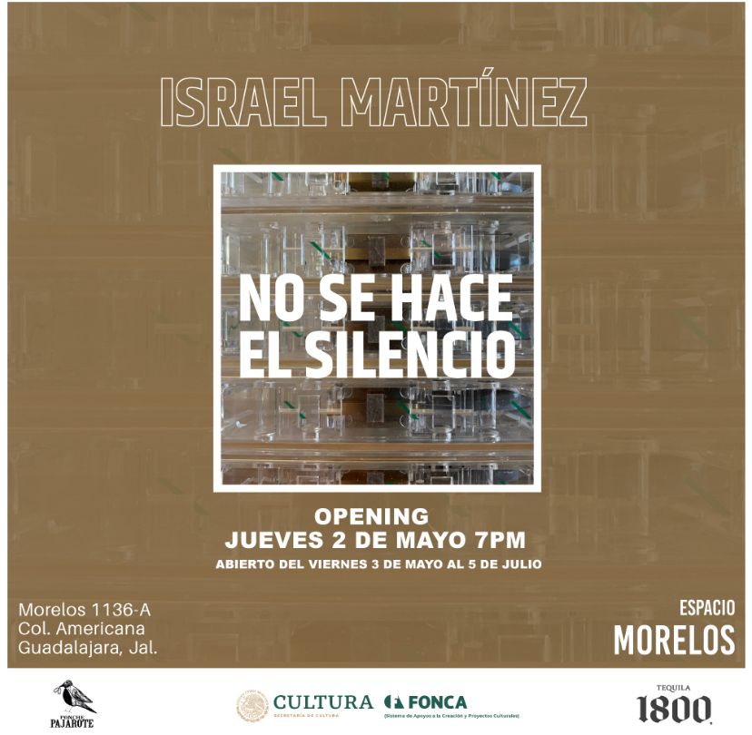 Con alegría les invito a la apertura de mi exposición NO SE HACE EL SILENCIO, en Espacio Morelos, Guadalajara, este jueves 2 de mayo a las 7 pm. La exhibición se queda dos meses y se hace cita en el IG de EM. Una parsimoniosa reflexión con 672 aproximaciones al silencio.