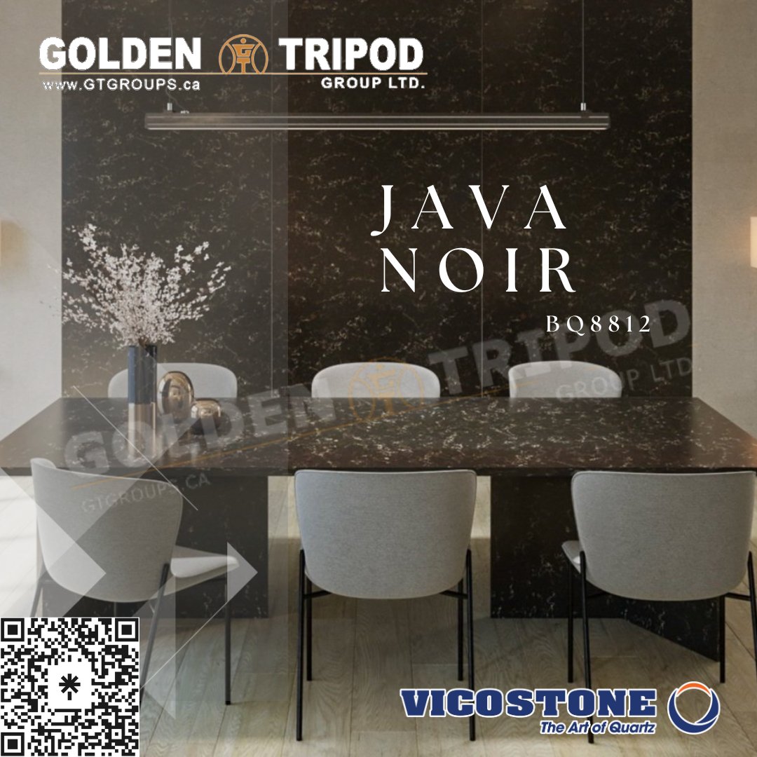 GoldenTripod's tweet image. Discover the epitome of elegance with Vicostone's Java Noir BQ8812 Quartz Stone, where sophistication meets durability. Golden Tripod: 121 Granton Dr Unit #24 Richmond Hill ON L4B3N4 Phone: 905-889-2659 #Vicostone #QuartzStone #ElegantInteriors #TimelessDesign