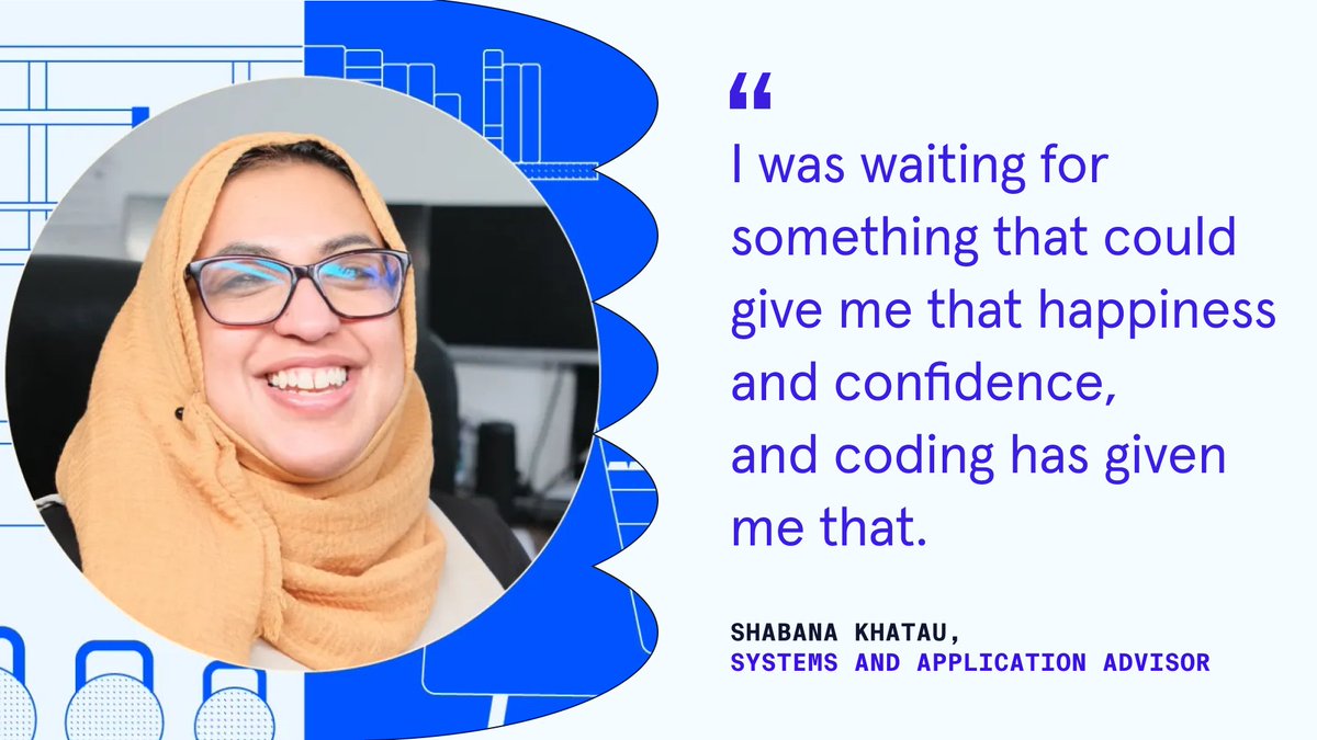 Meet Shabana Khatau, a 46-year-old Systems and Application Advisor who #LearnedWithCodecademy to change careers! Here’s how she rediscovered her passion for tech later in life, plus her tips for people looking to make major career moves. bit.ly/3TVlT4y