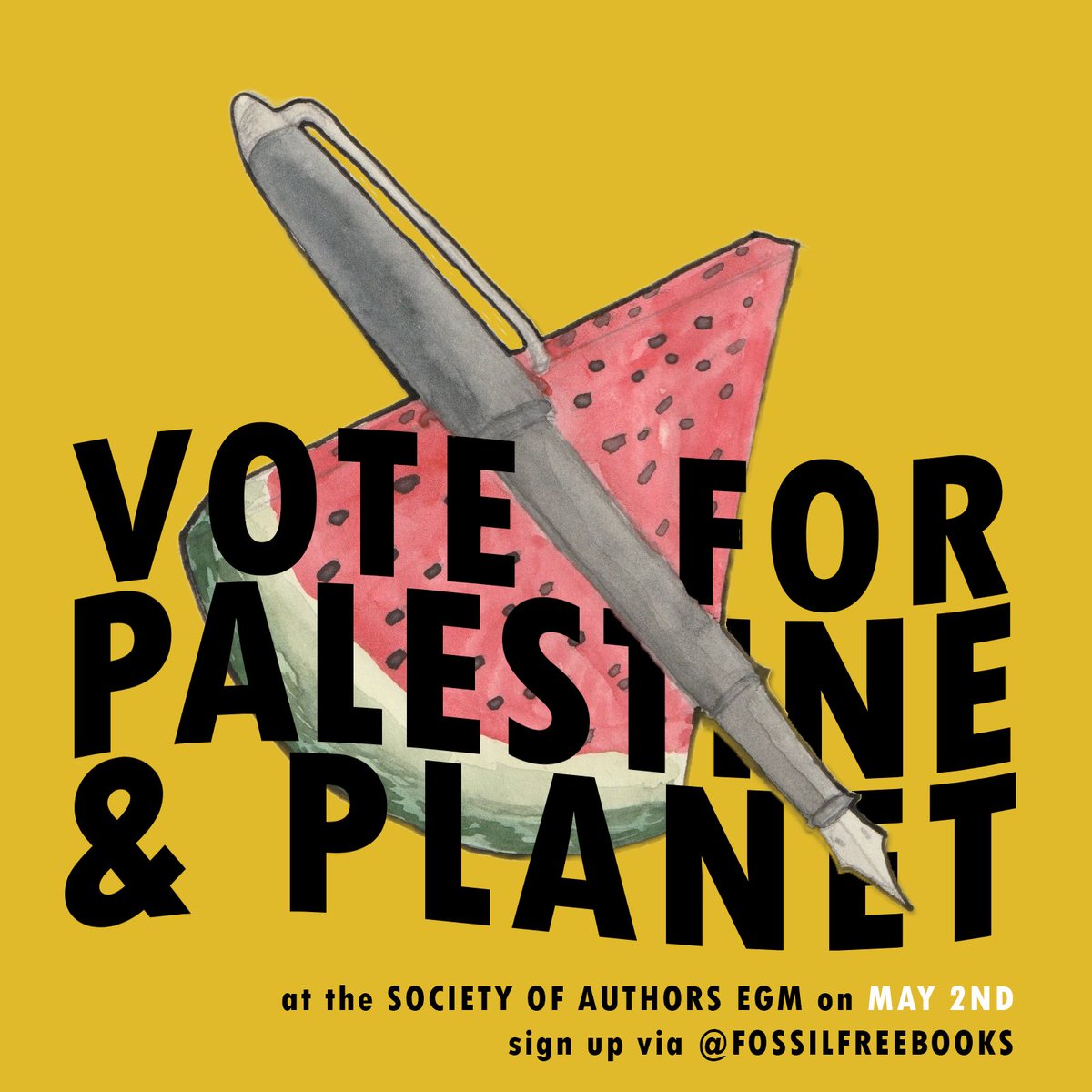 Please vote for Palestine at the Society of Authors EGM. If you are a Society of Authors member, you must register for the EGM by the 29th April 🍉