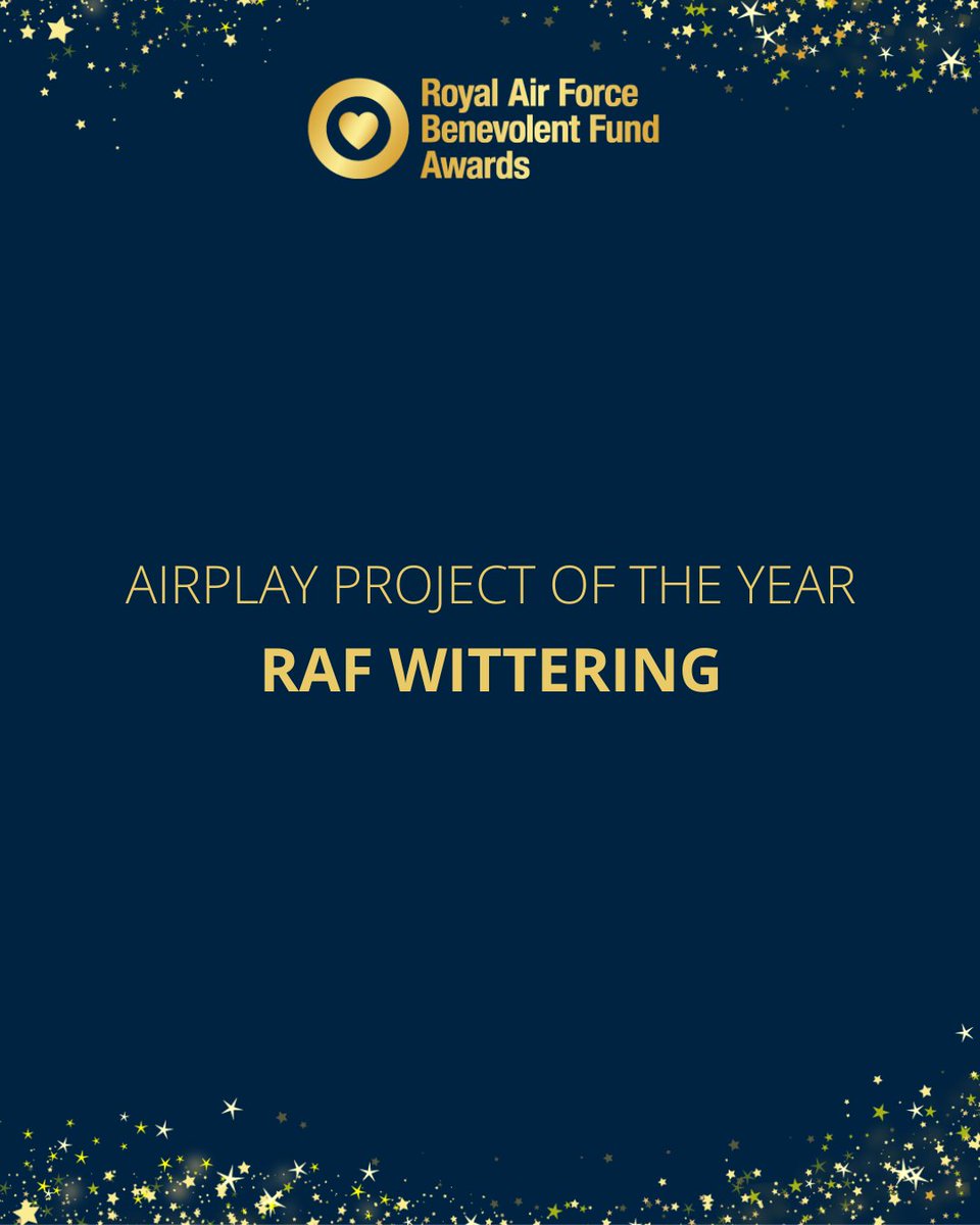 🏆 Congratulations to the Airplay team at @RAF_Wittering for taking home the first award of the night, ‘Airplay Project of the Year’ at this year’s RAF Benevolent Fund Awards. This award is once again kindly sponsored by @ProludicUK. #RAFBFAwards