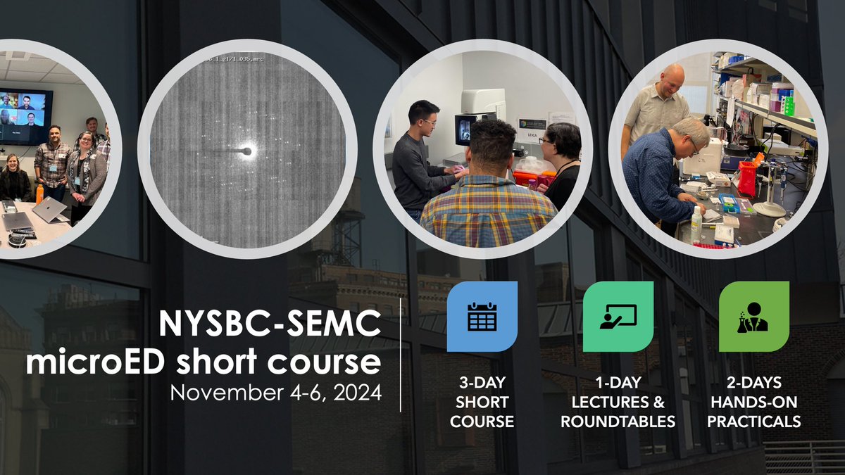Save the date. We are holding our second #microED short course November 4-6, 2024.

Find out more here: nccat.nysbc.org/activities/cou…

@NCCATInfo - Broadening Access to CryoEM Technology & Training by enabling researchers to be able to use all modalities of #cryoEM.