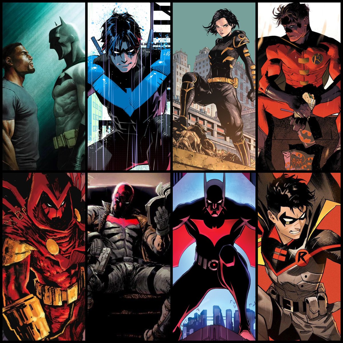 Bruce Wayne has went missing, pick 2 members of the Bat family pictured to protect the city until Bruce’s return