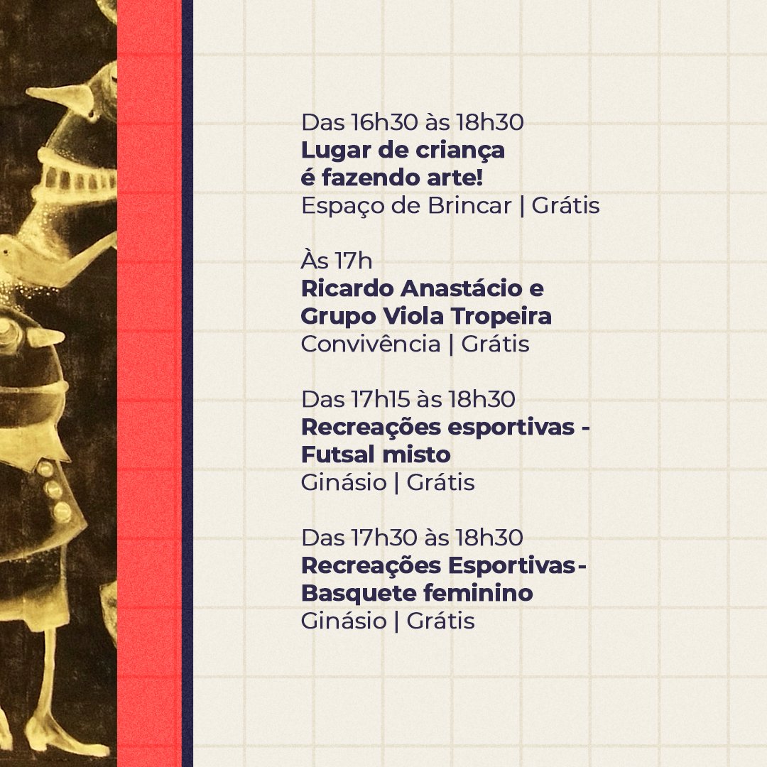 Maio começa com feriadão! E se é feriado, é dia de curtir o Sesc!

Olha só um pouco do que preparamos pra este 1/5!

A programação completa você encontra no site: sescsp.org.br/sorocaba