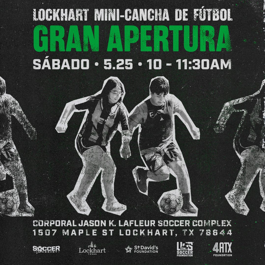 The BBQ Capital of Texas is getting a bit more VERDE! 😉

We're excited to support <a href="/SoccerAssistATX/">Soccer Assist ATX</a> and partners in bringing a mini-pitch to the Jason K. Lafleur Soccer Complex in Lockhart, Texas! Bring family, friends, your BBQ sauce of choice and get ready to hit the pitch!