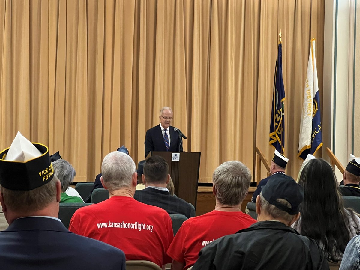 Great to be in Wichita to announce the opening of a new American Legion Post #444. American Legion provides veterans resources, support & a community after their service to our country.