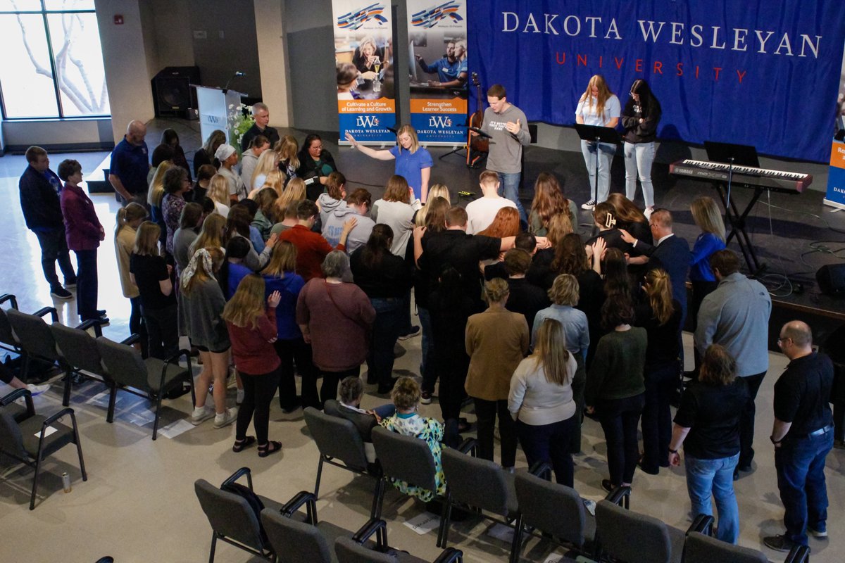 DakotaWesleyan's tweet photo. On April 25, DWU celebrated Founders Day, our 139th birthday. It was a time for reflection on our history of boldness, inclusivity, leadership, and place. We also recognized our DWU graduating seniors. #BleedBlue https://t.co/4EWl0aSqb6