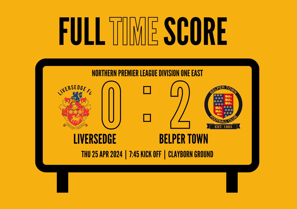 FULL TIME:

Belper come through with two second half goals and end their away campaign with victory and a clean sheet.

Thanks to our hosts <a href="/Liversedge_FC/">Liversedge FC</a> and a safe journey home to all.