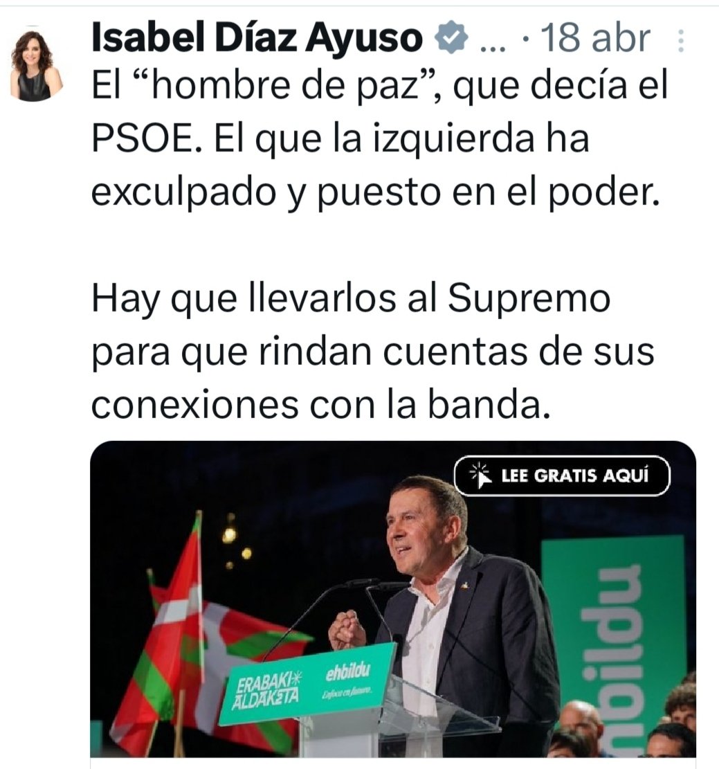 La indigente mental se debe pensar que el Supremo es suyo.
¿Beberá lo mismo que MÁR?

No estás tú para hablar de paz cuando tienes a tus espaldas 7.291 mu3rtos, Isabelita.

#AyusoMiente 
#AYuso7291 
#AyusoCorrupta 
#AyusoDimisión